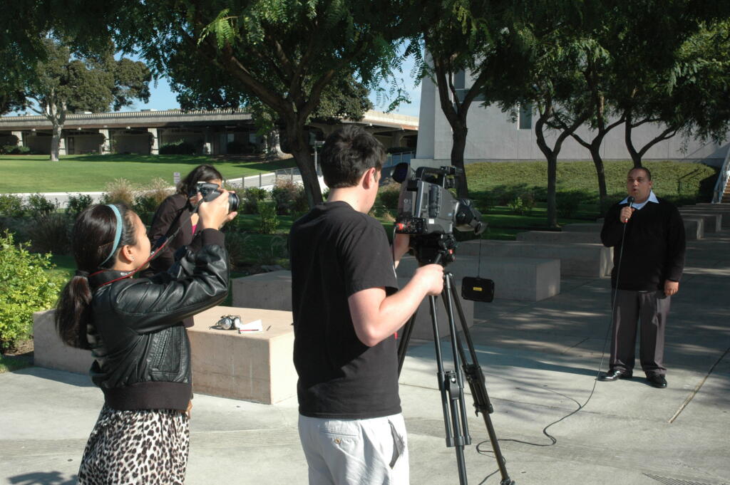 Broadcast students shoot standups for Pro for a Day 2011